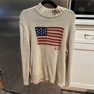 Polo by Ralph Lauren Cream Sweater with American Flag